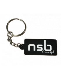 Porte clé NSB noir/blanc 40x20mm, matière PVC