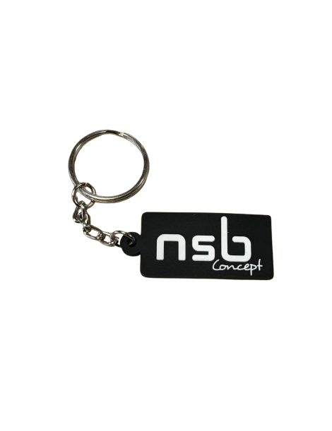 Porte clé NSB noir/blanc 40x20mm, matière PVC