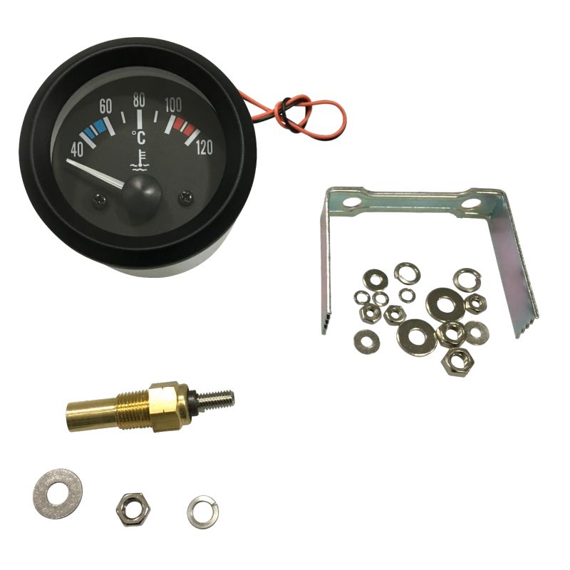 manomètre mécanique de température d'eau OS - Diamètre 52 mm - fond noir -  avec durite d' 1m80 et sonde - le kit